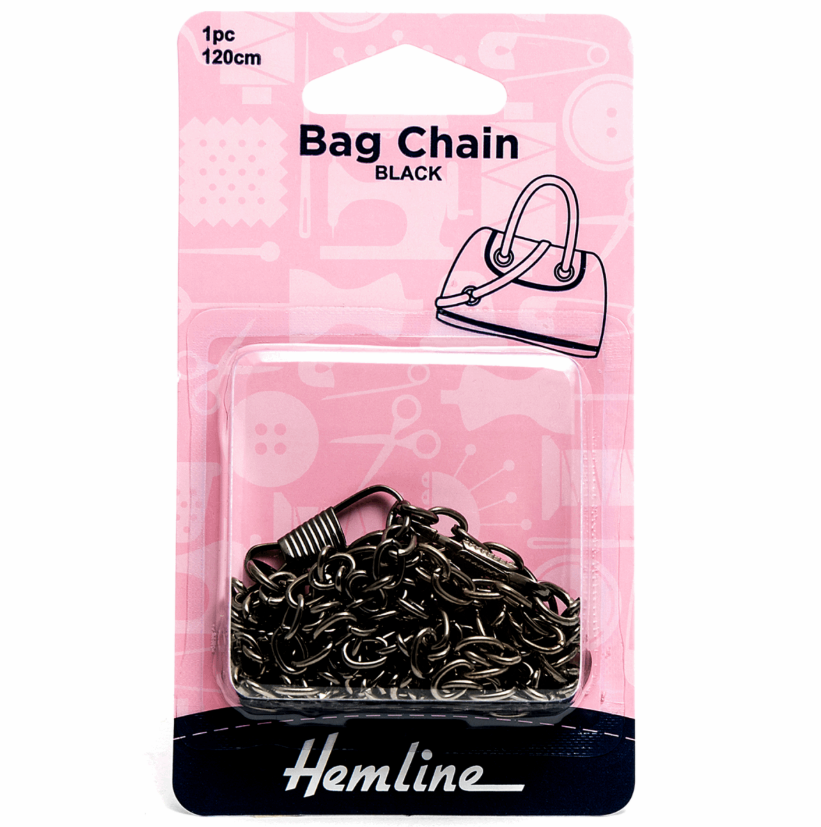 Hemline Bag Chain, 120cm, Gunmetal-Bag Chain-Flying Bobbins Haberdashery