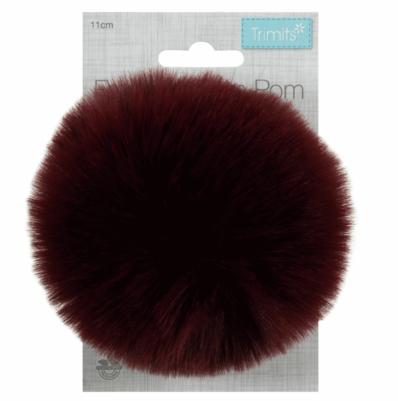Fur Pom Pom, Burgundy-Flying Bobbins Haberdashery