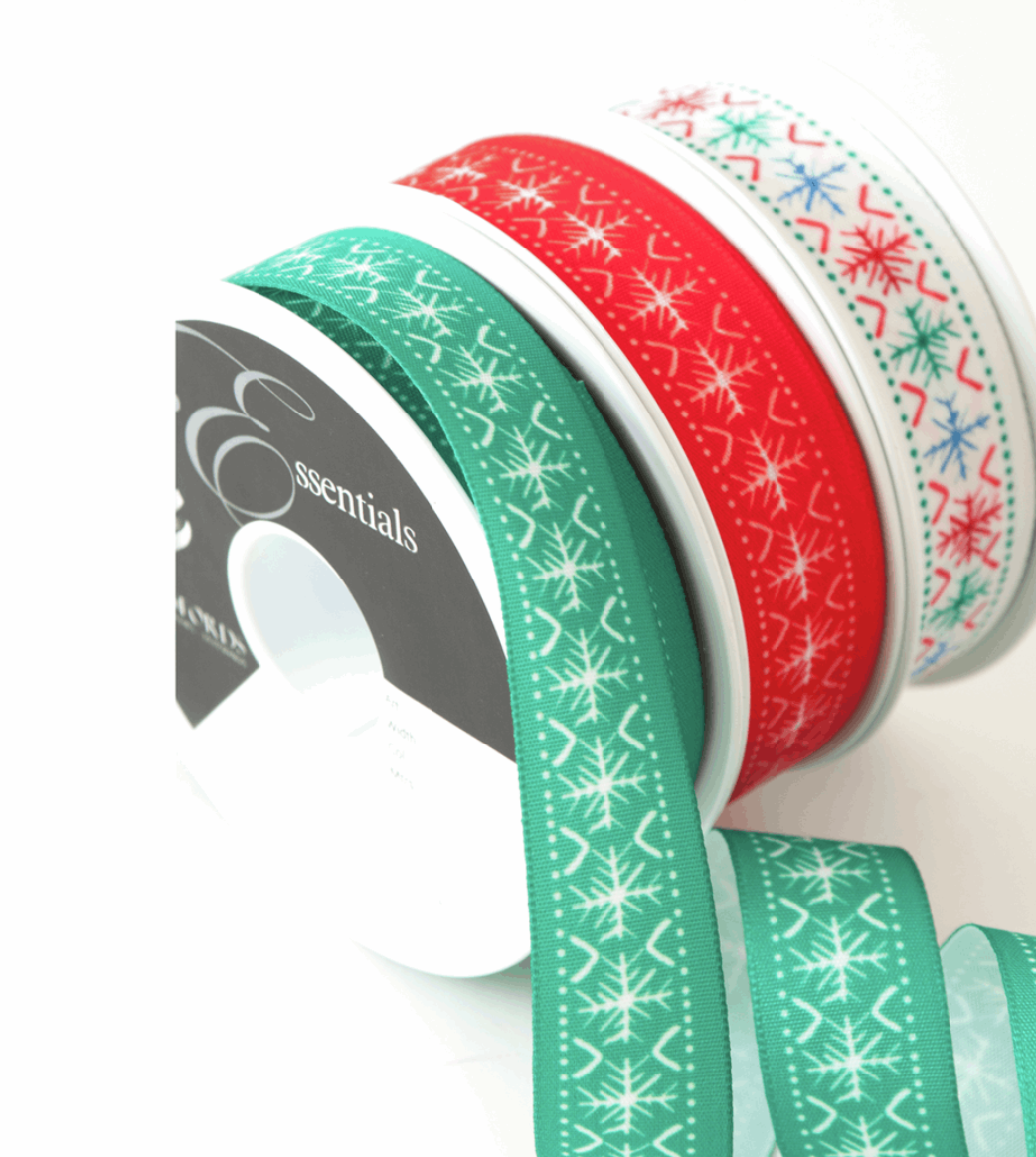 Scandi Red Flake Ribbon-Ribbon-Flying Bobbins Haberdashery