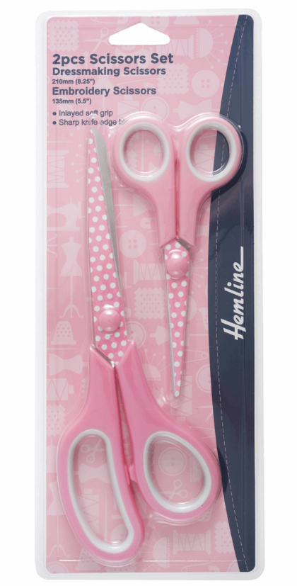 Hemline 2 Piece Scissors Set - Pink-Scissors-Flying Bobbins Haberdashery