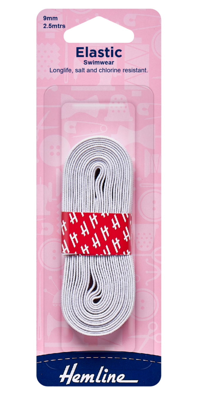 Hemline Swimwear Elastic, 9mm, White-Elastic-Flying Bobbins Haberdashery