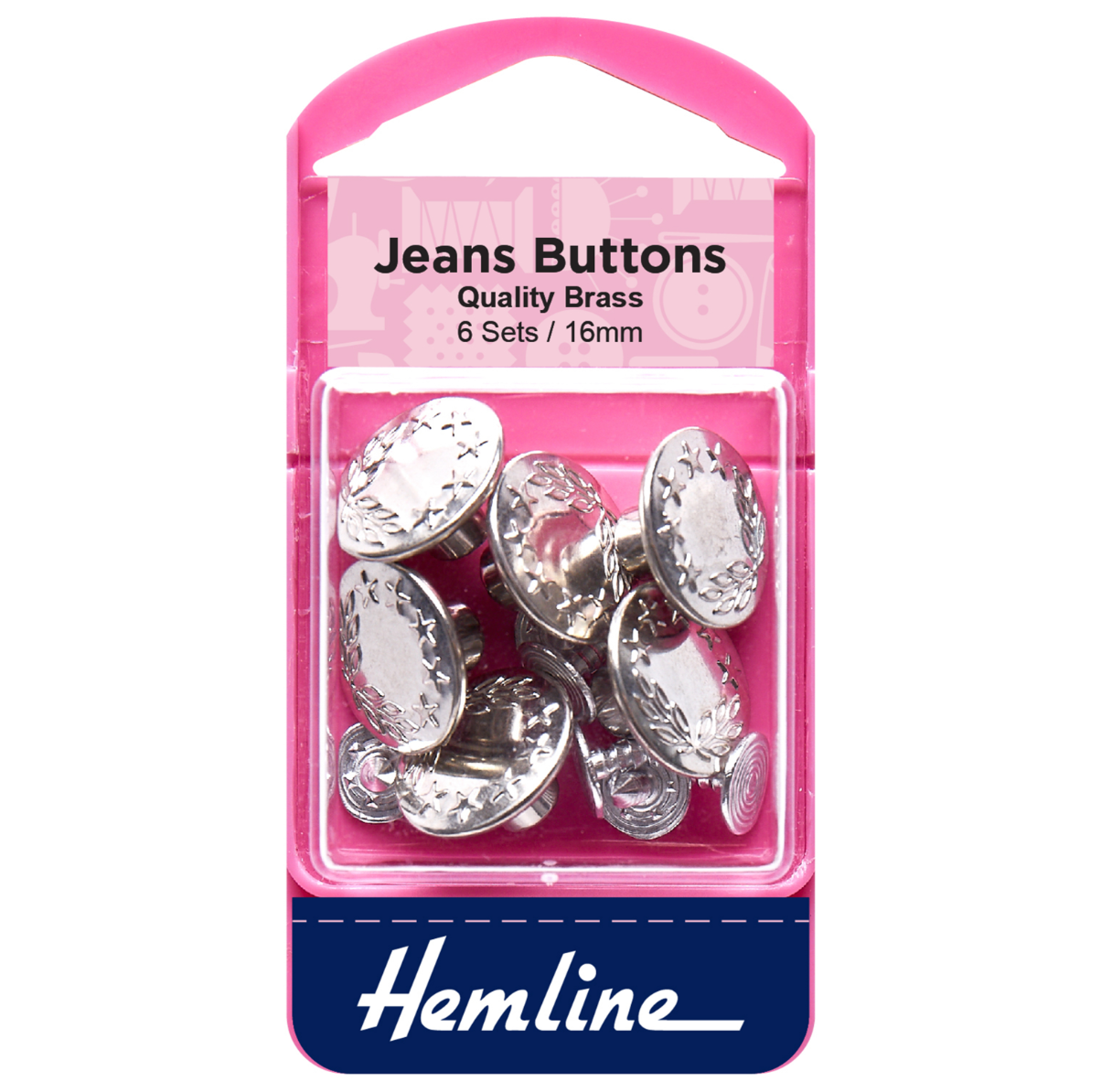 Jeans Buttons by Hemline, 16mm, Nickel-Jeans Buttons-Flying Bobbins Haberdashery