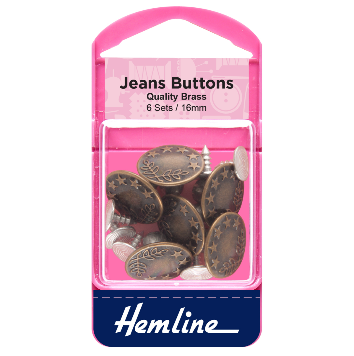 Jeans Buttons by Hemline, 16mm, Bronze-Jeans Buttons-Flying Bobbins Haberdashery
