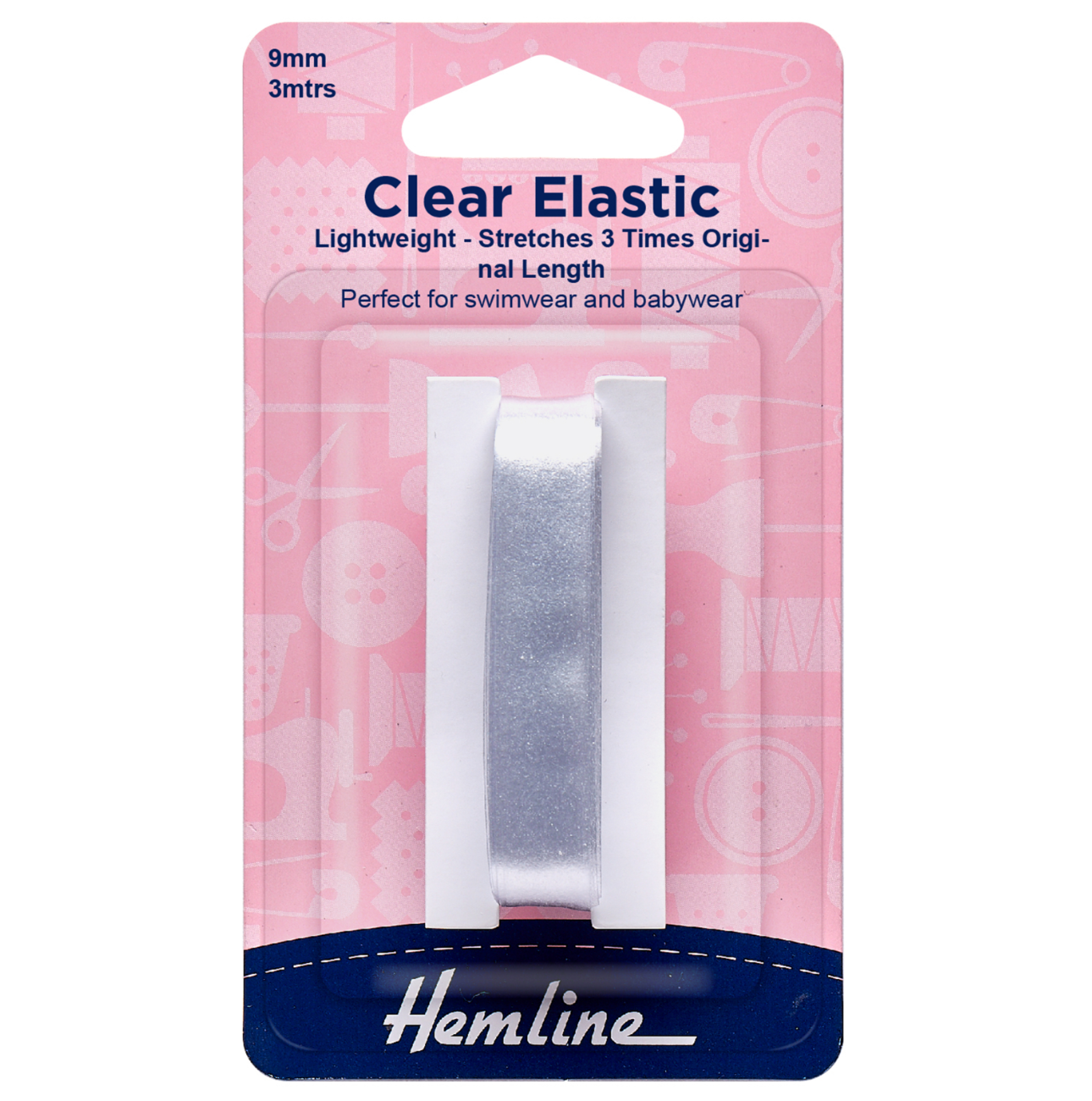 Hemline Clear Elastic, 9mm-Elastic-Flying Bobbins Haberdashery