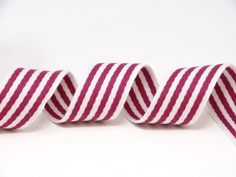 38mm Stripe Webbing - Cranberry-Webbing-Flying Bobbins Haberdashery