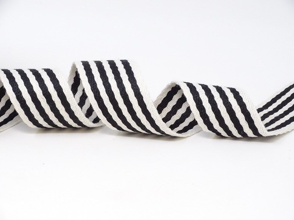 38mm Stripe Webbing - Black & White-Webbing-Flying Bobbins Haberdashery
