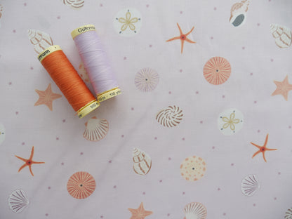 Sea Shells in Lilac by Lewis &amp; Irene, £12.90 pm-Cotton-Flying Bobbins Haberdashery