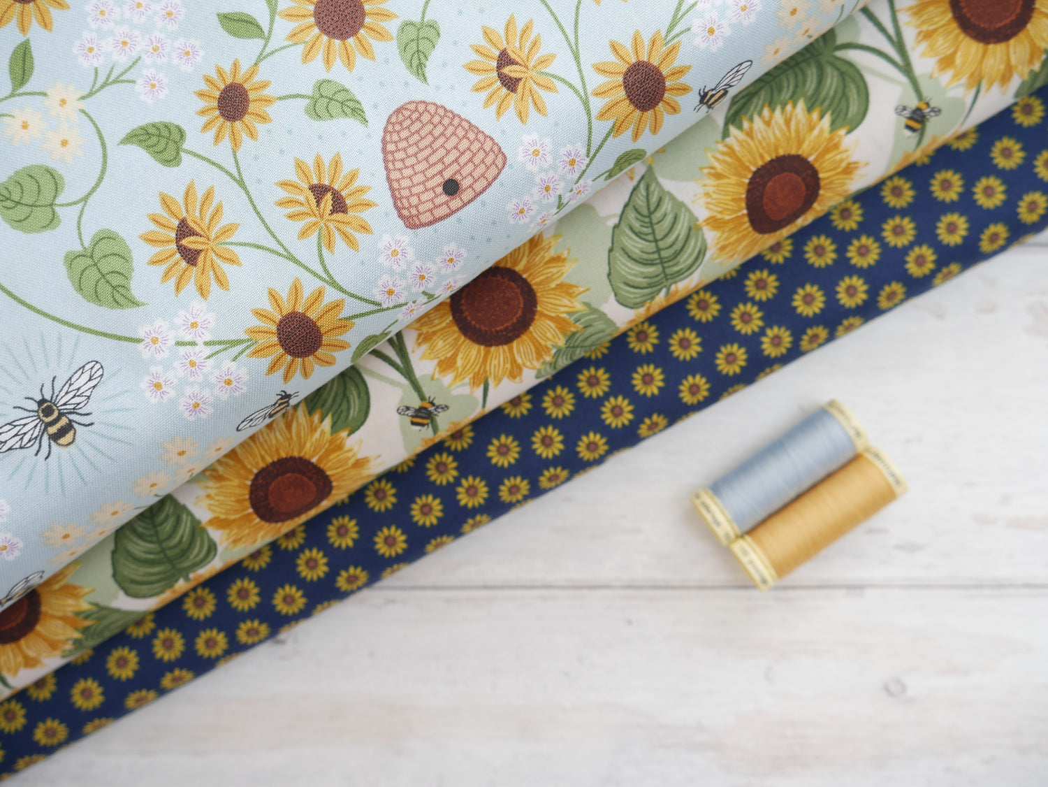 Small Sunflowers by Lewis and Irene in Navy, £14.50 p/m-Cotton-Flying Bobbins Haberdashery