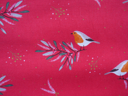 Welcome Home Christmas Robins in Red by Victoria Louise Design, £10 p/m-Cotton-Flying Bobbins Haberdashery