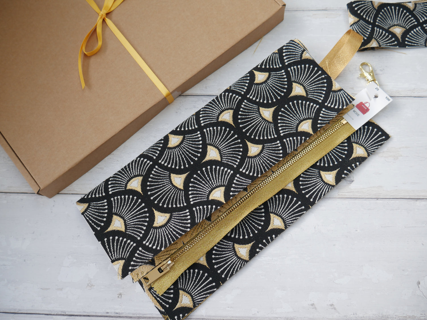 Deco Clutch Bag Kit - Black &amp; Gold-Sewing Kits-Flying Bobbins Haberdashery
