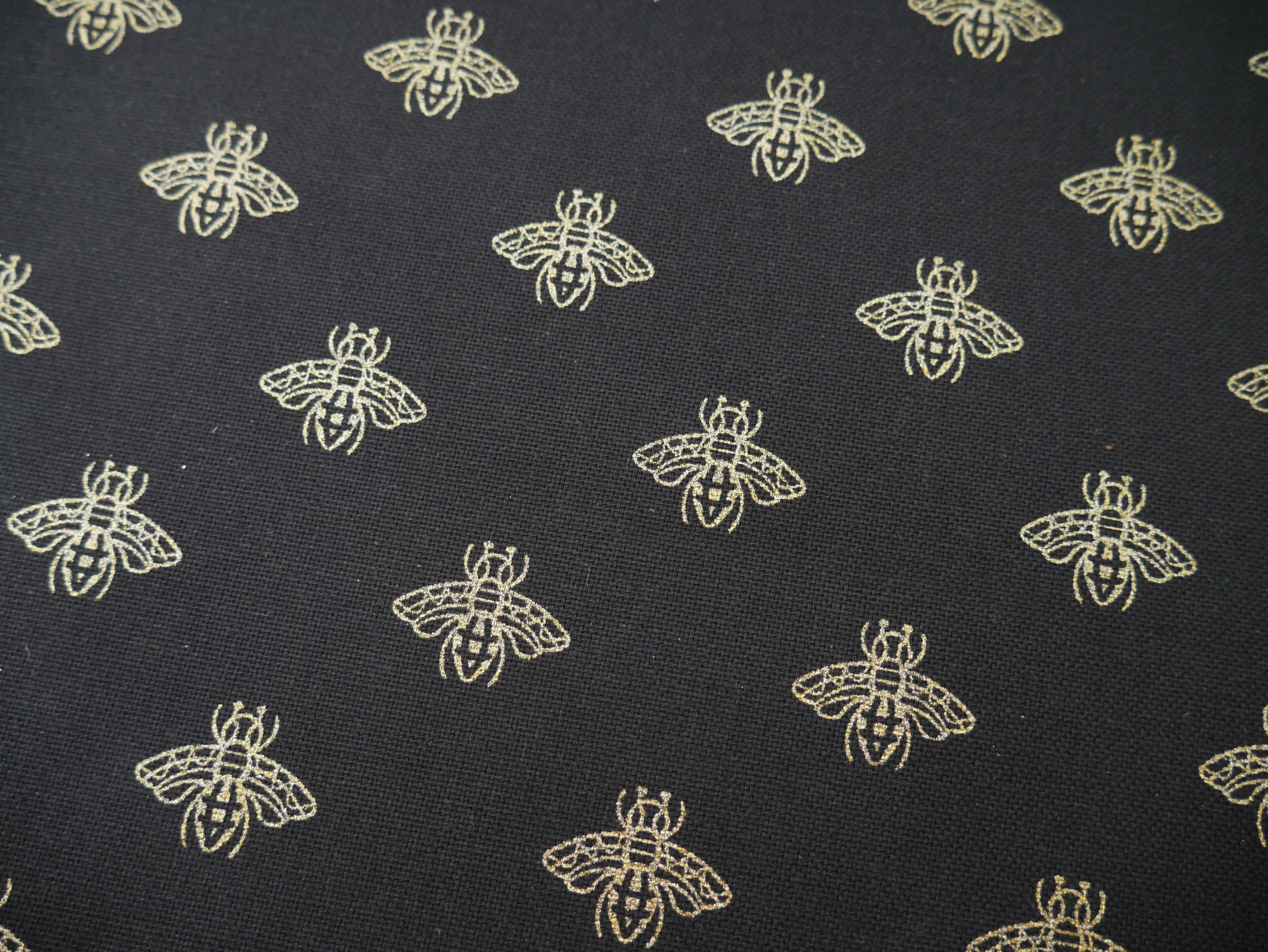 Golden Bees Linen-Look Canvas, £12.00 p/m-Cotton-Flying Bobbins Haberdashery