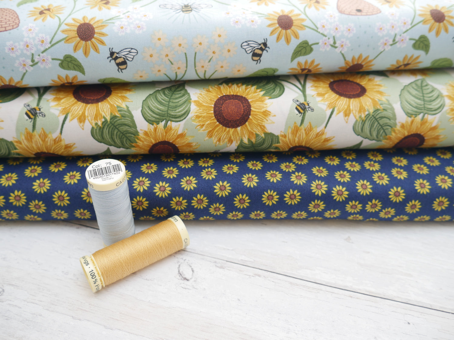 Bee Hive on Pale Blue by Lewis and Irene , £14.50 p/m-Cotton-Flying Bobbins Haberdashery