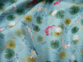 REMNANT - Makower Printed Cotton, Kasumi Koi in Blue x 0.7m-Cotton-Flying Bobbins Haberdashery