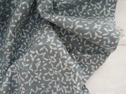 Lewis &amp; Irene Mistletoe Flannel, Dark Grey Blue £15.80 p/m-Viscose-Flying Bobbins Haberdashery