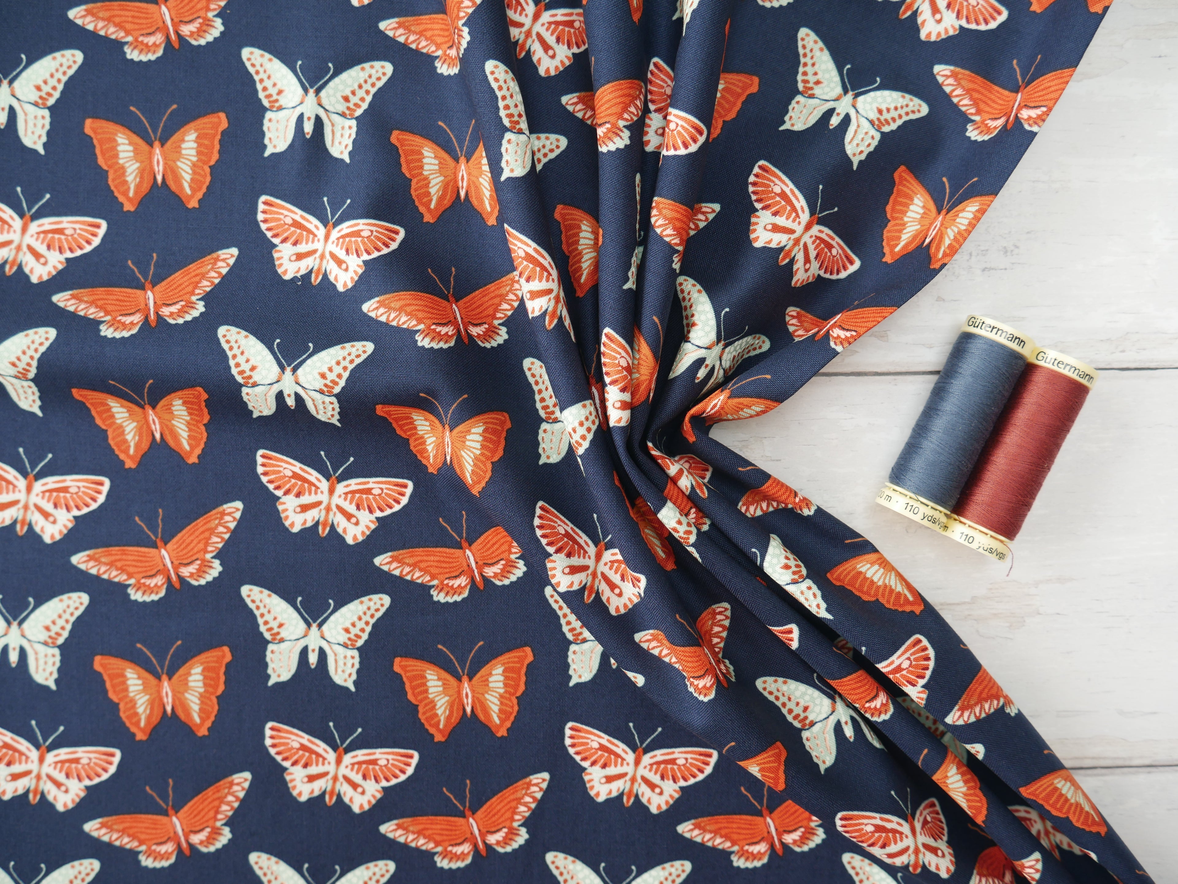 Flutter Printed Cotton by Juliana Tipton, £14.00 p/m-Cotton-Flying Bobbins Haberdashery