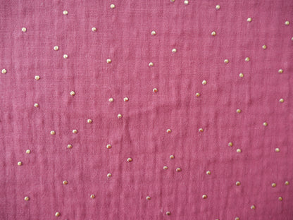 Gold Spot Double Gauze in Raspberry, £15.00 p/m-Cotton-Flying Bobbins Haberdashery