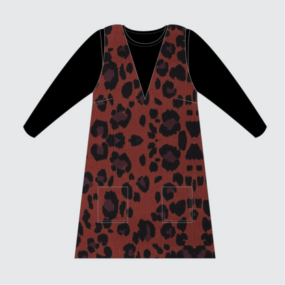 Margot Pinafore Kit -Azara Printed Cotton Cord-Sewing Kit-Flying Bobbins Haberdashery