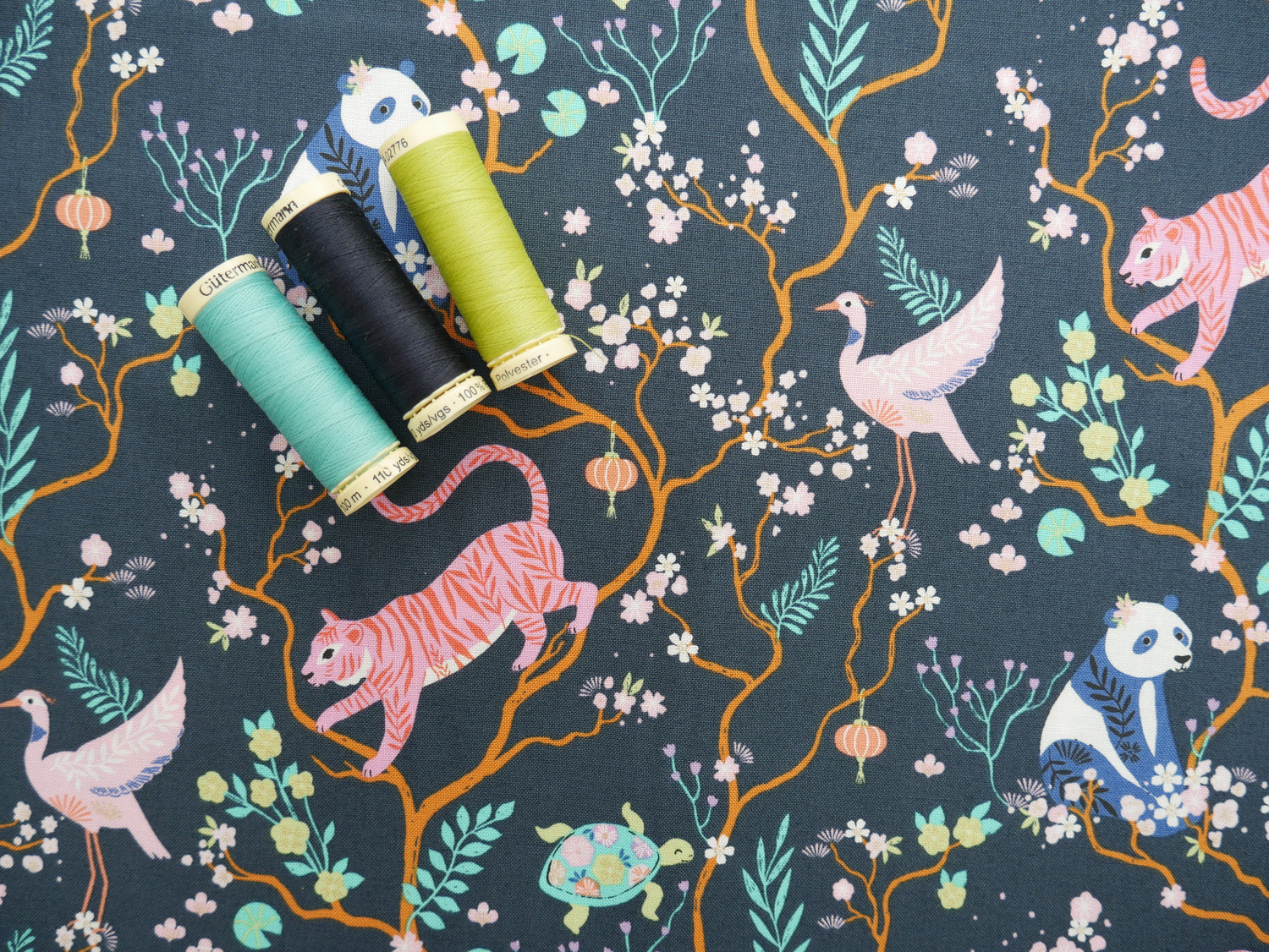 Blossom Days by Dashwood Studios, Tigers in Midnight, £14.20 pm-Cotton-Flying Bobbins Haberdashery