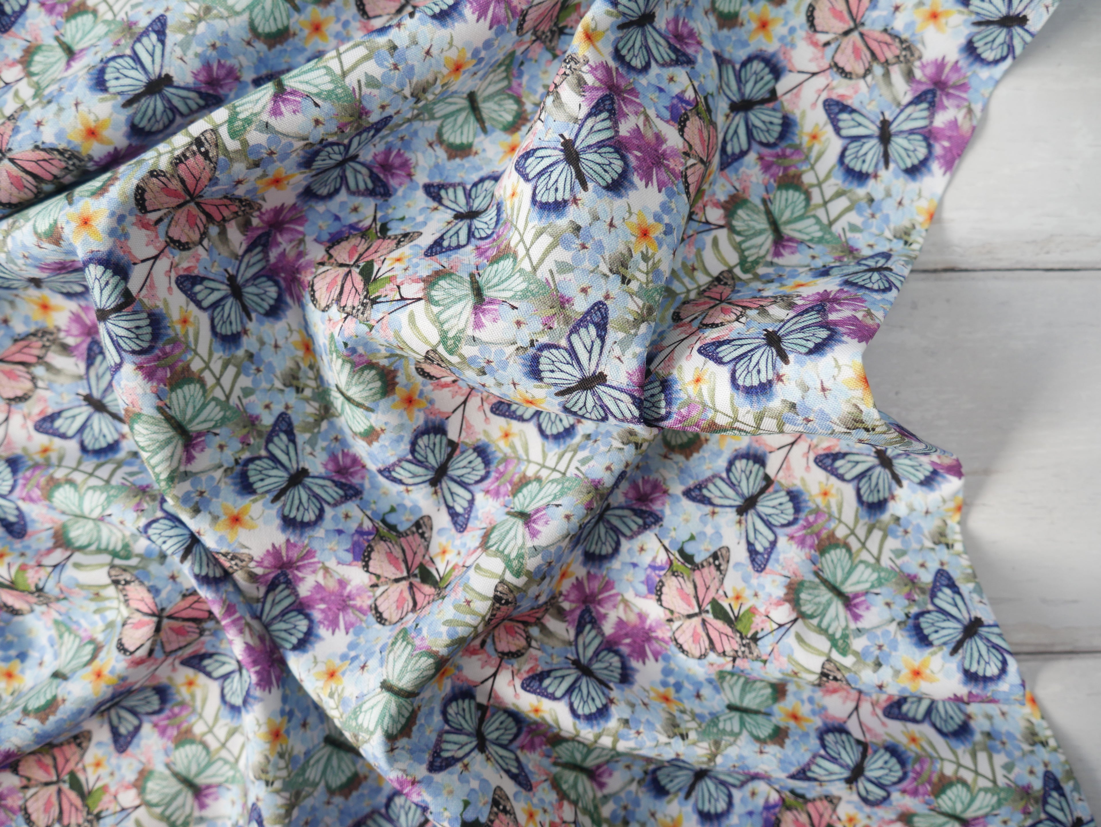 Butterfly Bouquet by 3 Wishes Printed Cotton, £15.00 p/m-Cotton-Flying Bobbins Haberdashery