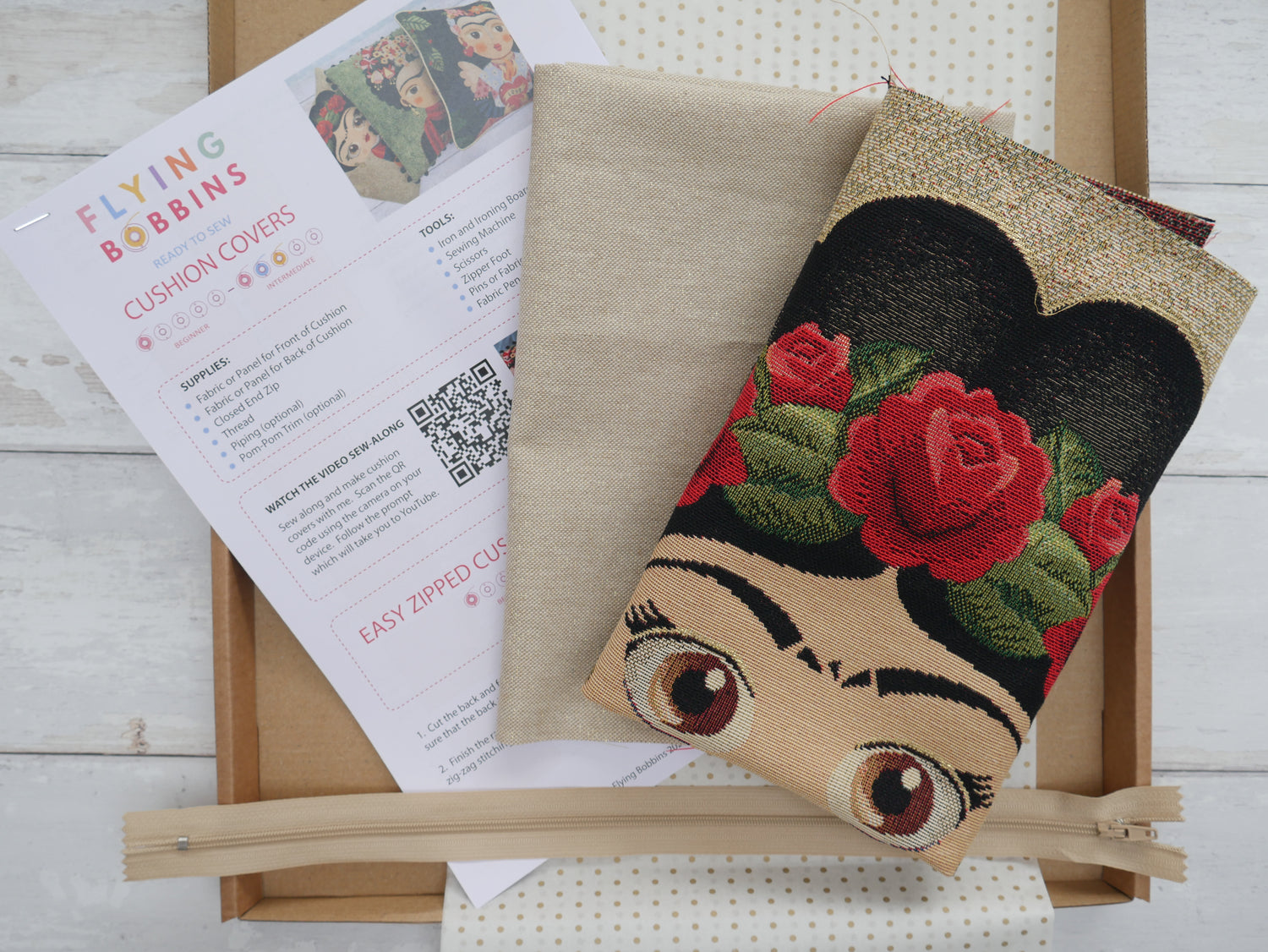 Flowers Cushion Kit-Sewing Kit-Flying Bobbins Haberdashery