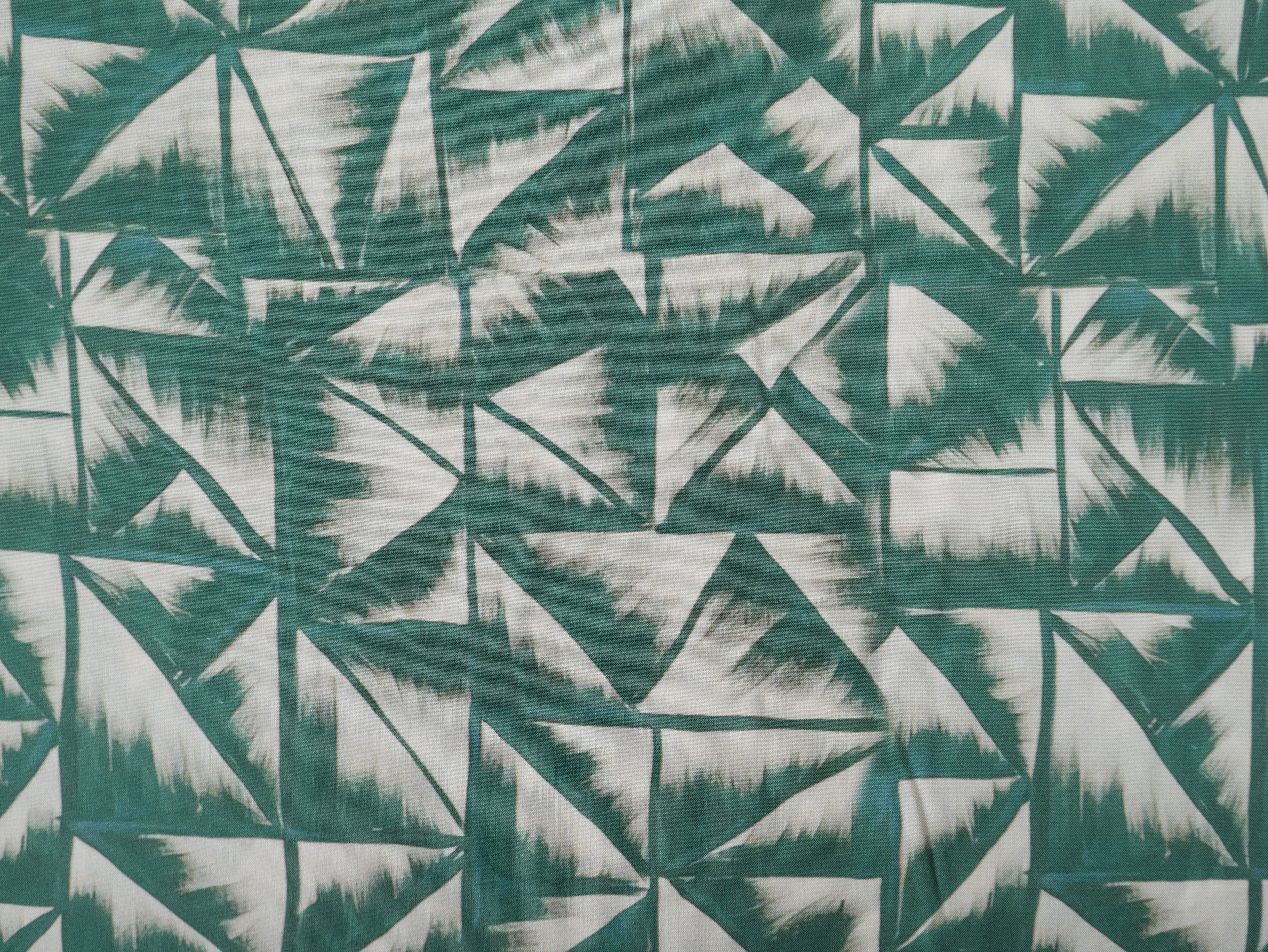 Geometric Print Viscose Challis in Green £12.50 p/m-Viscose-Flying Bobbins Haberdashery