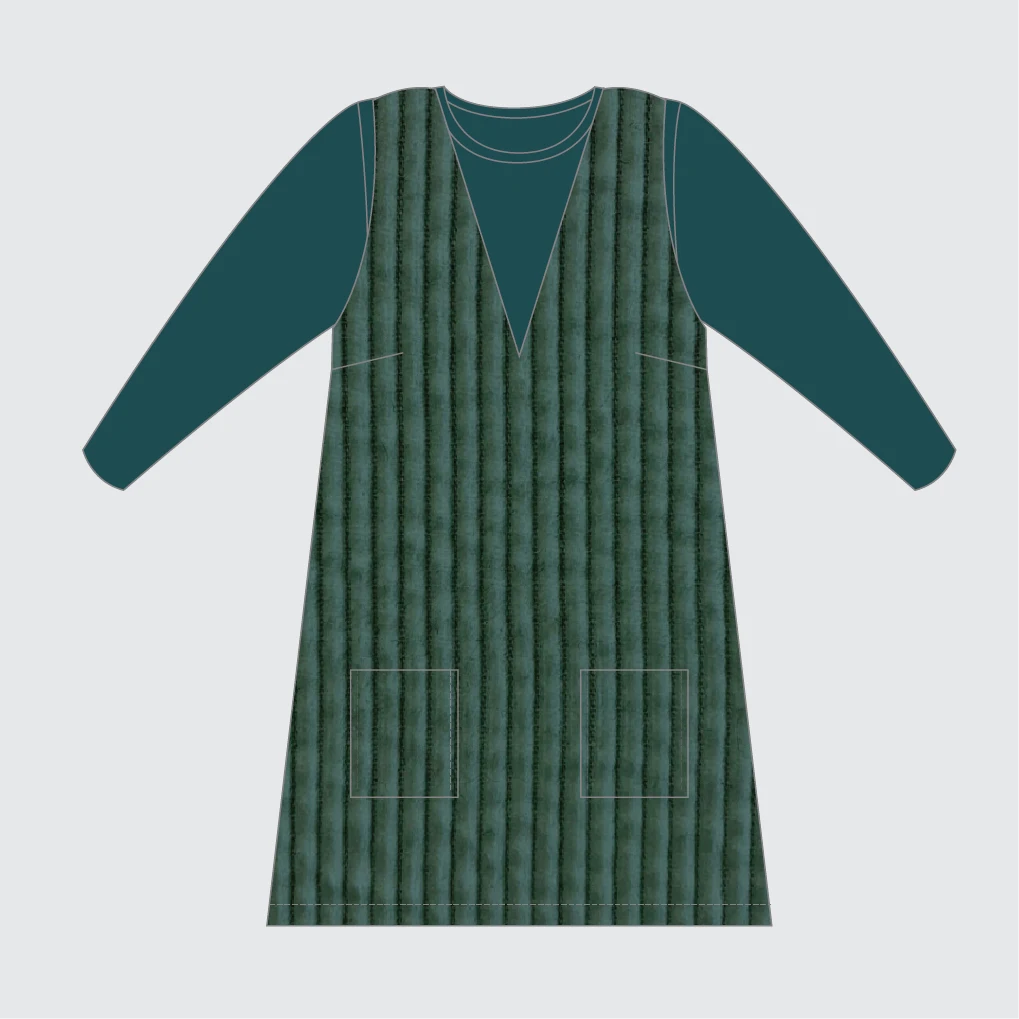 Margot Pinafore Kit -Cotton Corduroy in Samphire-Sewing Kit-Flying Bobbins Haberdashery