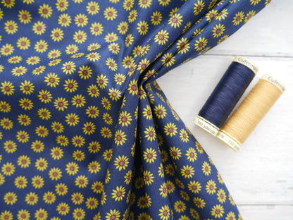 Small Sunflowers by Lewis and Irene in Navy, £14.50 p/m-Cotton-Flying Bobbins Haberdashery