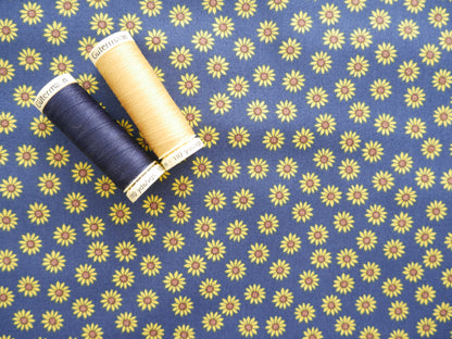 Small Sunflowers by Lewis and Irene in Navy, £14.50 p/m-Cotton-Flying Bobbins Haberdashery