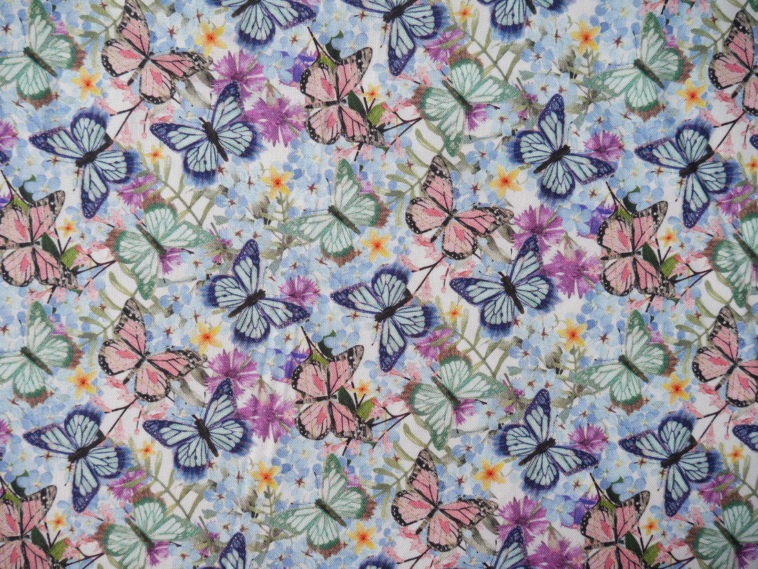 Butterfly Bouquet by 3 Wishes Printed Cotton, £15.00 p/m-Cotton-Flying Bobbins Haberdashery