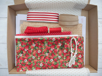Zip Tote Bag Kit - Strawberries-Sewing Kit-Flying Bobbins Haberdashery