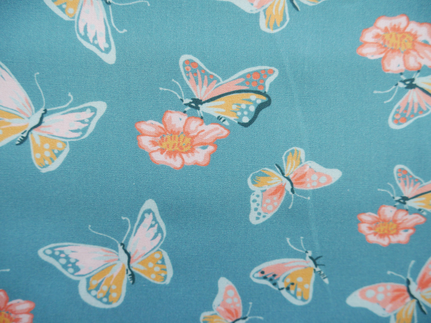 Blue Butterflies Printed Cotton, £12 p/m-Cotton-Flying Bobbins Haberdashery