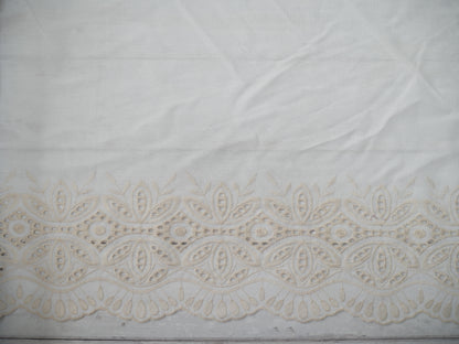 Linen Mix with Embroidered Border in Ivory £16.50 p/m-Viscose-Flying Bobbins Haberdashery