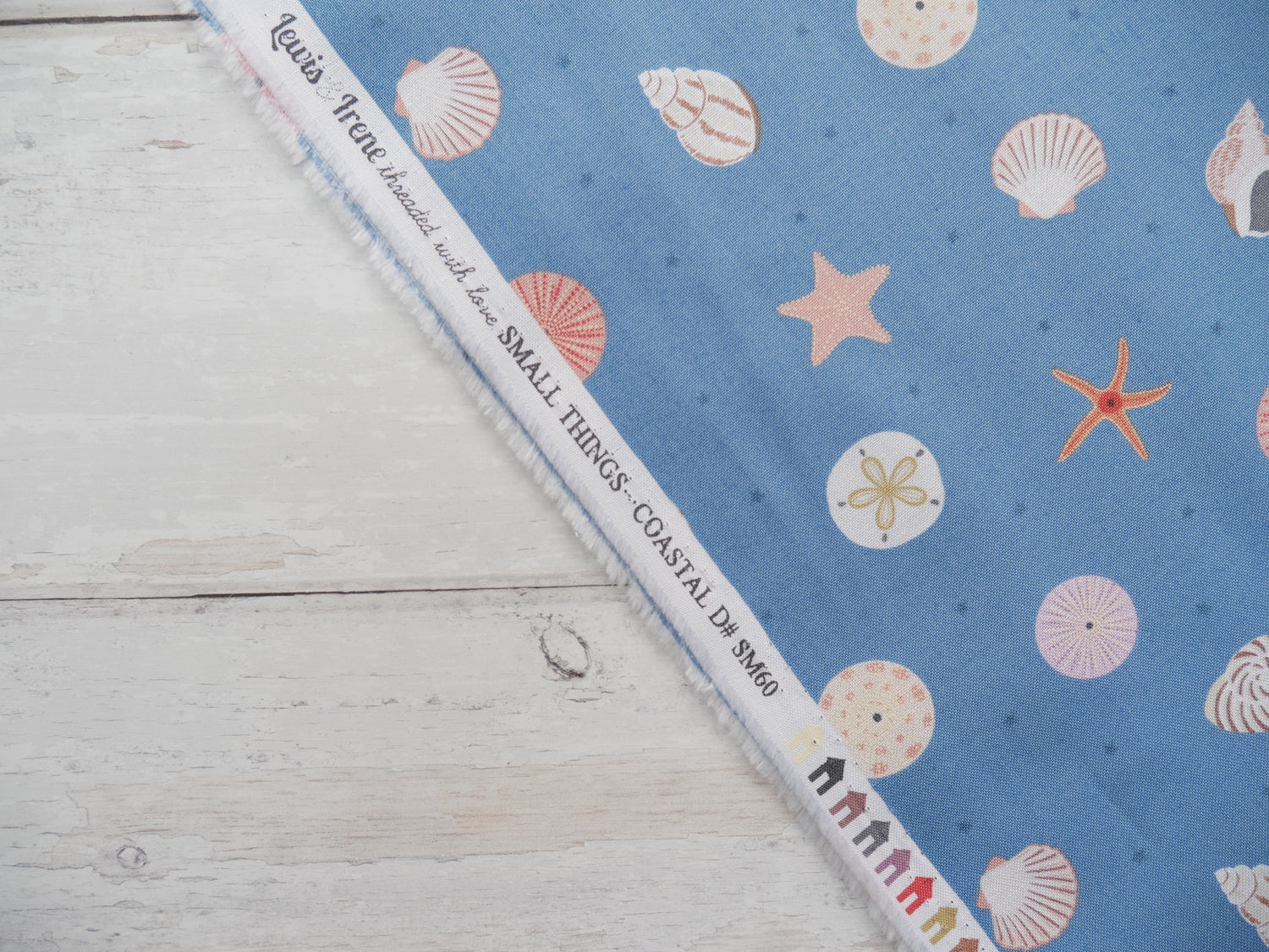 Sea Shells in Blue by Lewis &amp; Irene, £12.90 pm-Cotton-Flying Bobbins Haberdashery