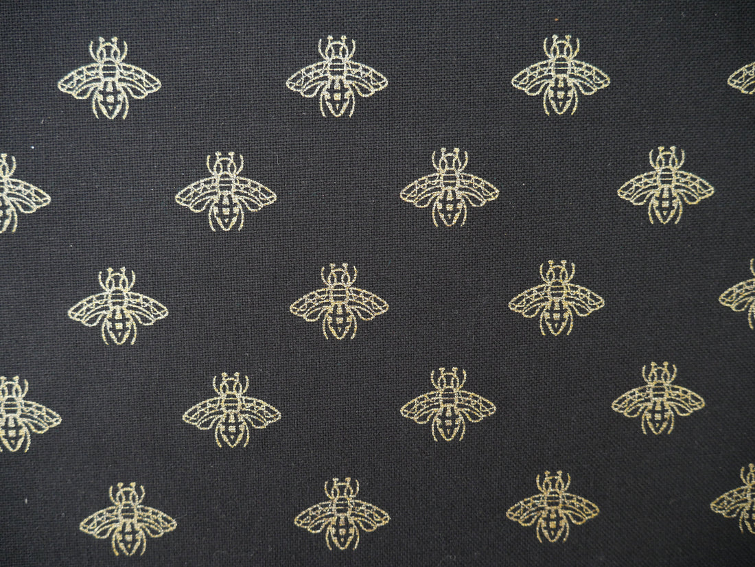 Golden Bees Linen-Look Canvas, £12.00 p/m-Cotton-Flying Bobbins Haberdashery