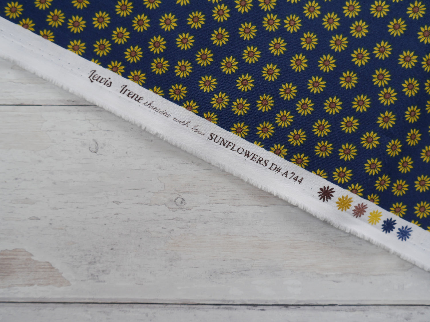 Small Sunflowers by Lewis and Irene in Navy, £14.50 p/m-Cotton-Flying Bobbins Haberdashery