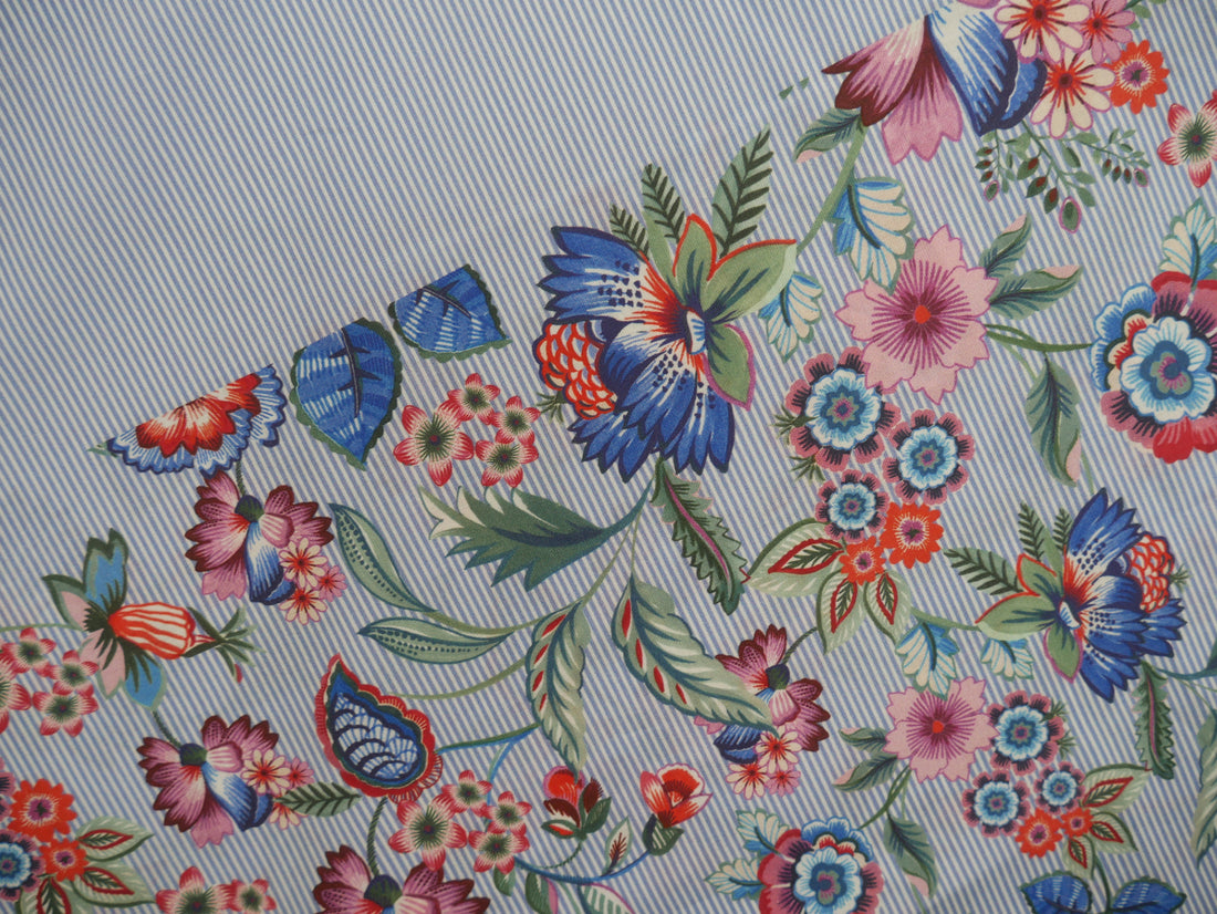 Floral Border Stripe Cotton, £15.80 pm-Viscose-Flying Bobbins Haberdashery