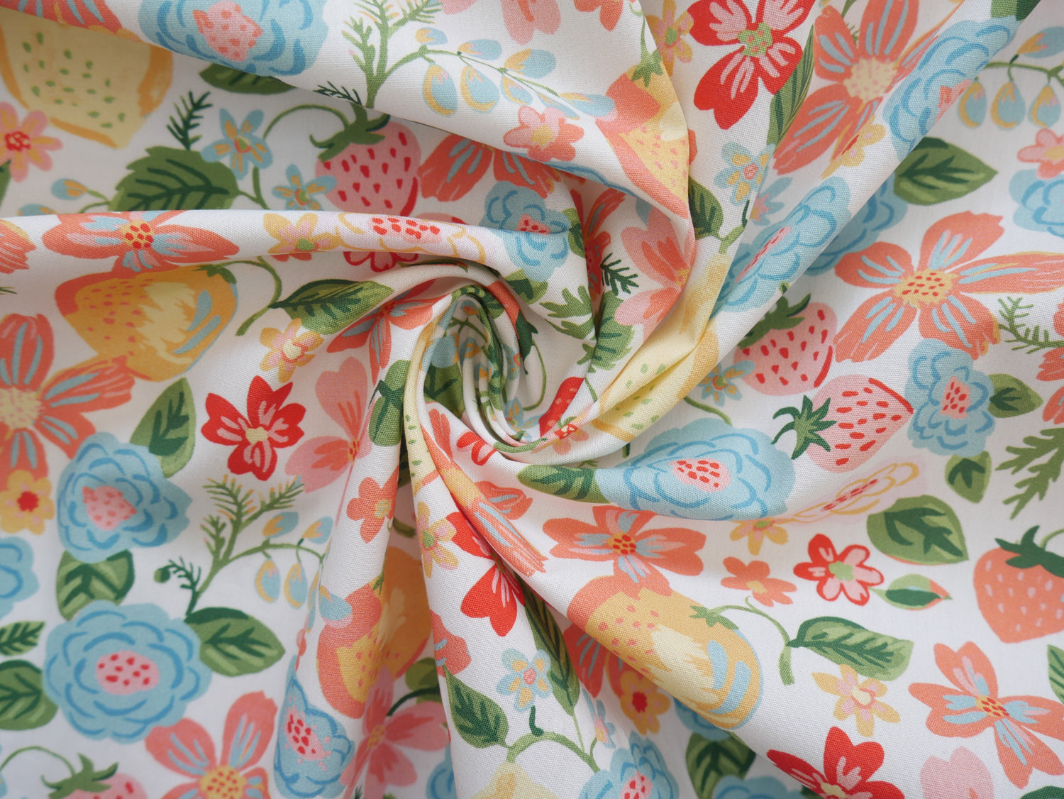 Fruits &amp; Flowers Printed Cotton, £12 p/m-Cotton-Flying Bobbins Haberdashery