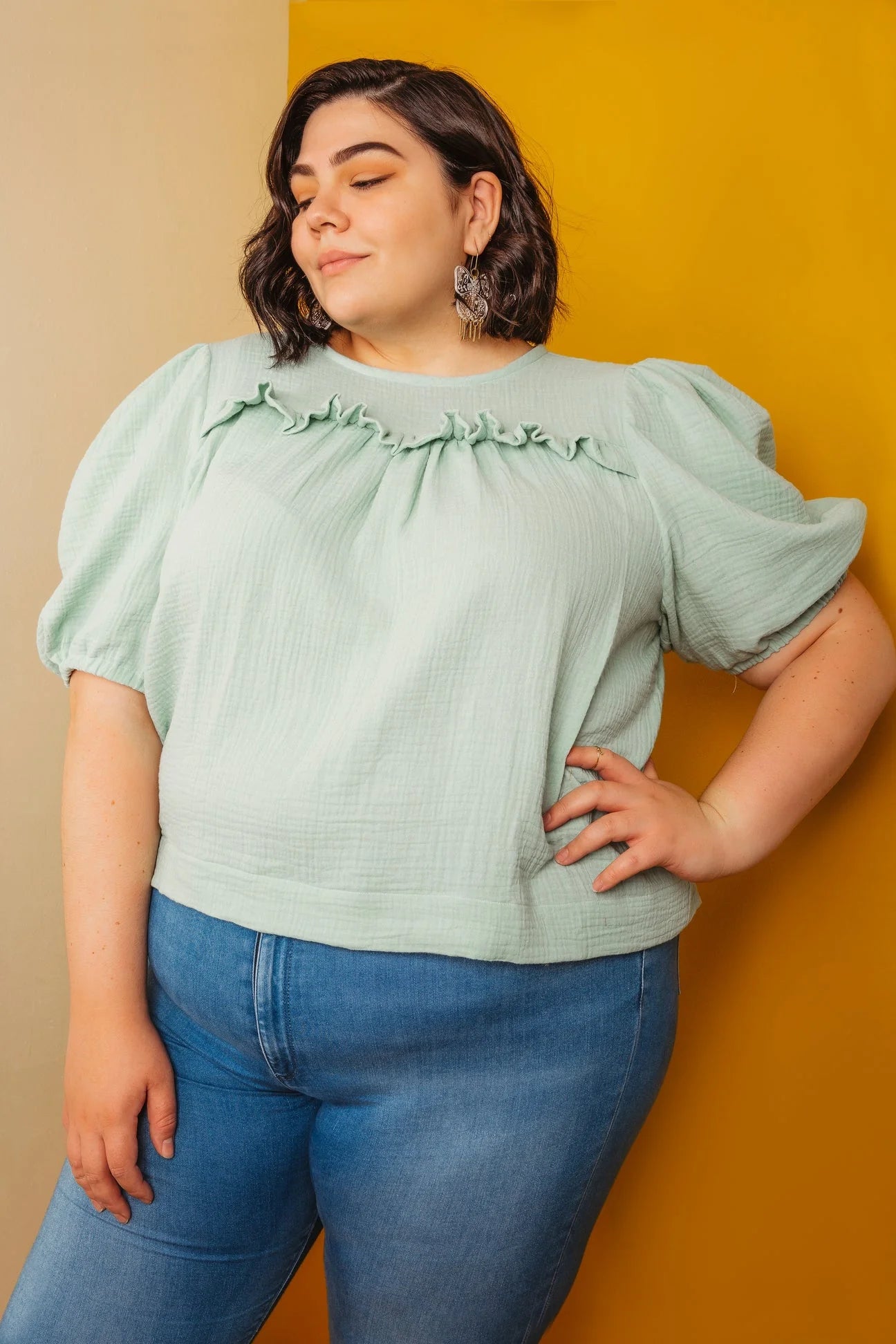 Sagebrush Top Kit - Heartbeat Rayon Crepe by Lady McElroy in Red-Sewing Kit-Flying Bobbins Haberdashery