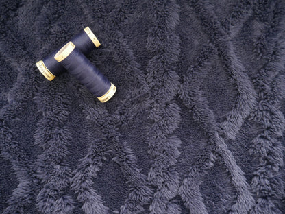 Double Fur Cable Fleece in Dark Jeans, £10.50 p/m-Fleece-Flying Bobbins Haberdashery