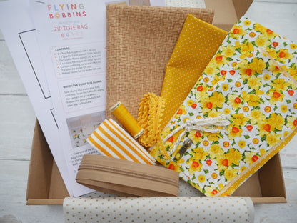 Zip Tote Bag Kit - Daffodils-Sewing Kit-Flying Bobbins Haberdashery