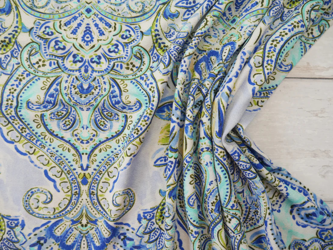 Kielo Wrap Dress Kit - Paisley in Peacock-Sewing Kit-Flying Bobbins Haberdashery