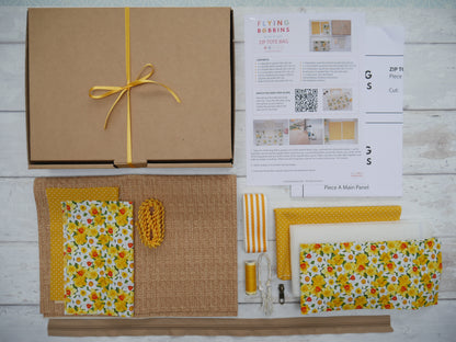 Zip Tote Bag Kit - Daffodils-Sewing Kit-Flying Bobbins Haberdashery