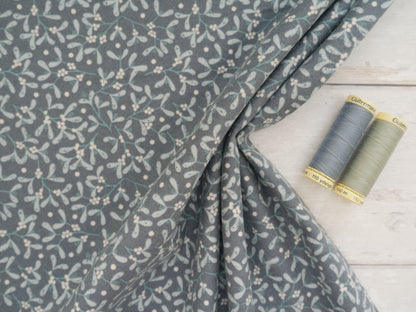 Lewis &amp; Irene Mistletoe Flannel, Dark Grey Blue £15.80 p/m-Viscose-Flying Bobbins Haberdashery