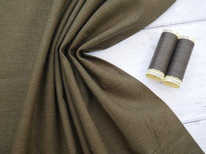 Province Linen Chambray in Khaki, £17.50 p/m-Fabric-Flying Bobbins Haberdashery
