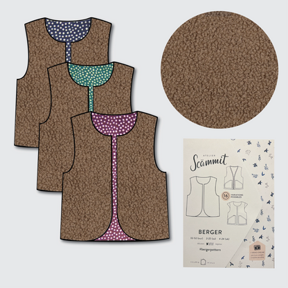 Berger Gilet Kit - Teddy Fleece in Soft Taupe-Sewing Kit-Flying Bobbins Haberdashery