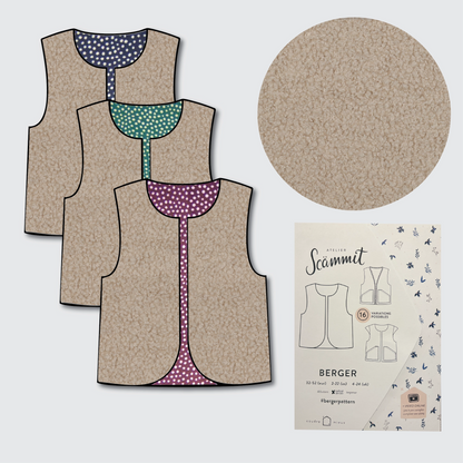 Berger Gilet Kit - Teddy Fleece in Light Sand-Sewing Kit-Flying Bobbins Haberdashery