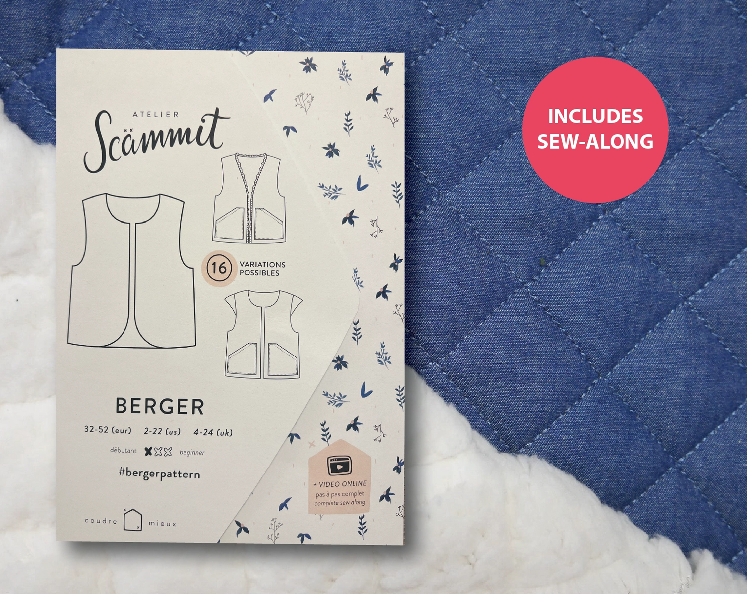 Berger Gilet Kit - Quilted Denim-Sewing Kit-Flying Bobbins Haberdashery