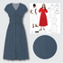 Bronte Dress Kit - Viscose Linen in Denim Blue-Sewing Kit-Flying Bobbins Haberdashery