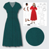 Bronte Dress Kit - Viscose Linen in Peacock-Sewing Kit-Flying Bobbins Haberdashery