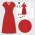 Bronte Dress Kit - Viscose Linen in Red-Sewing Kit-Flying Bobbins Haberdashery